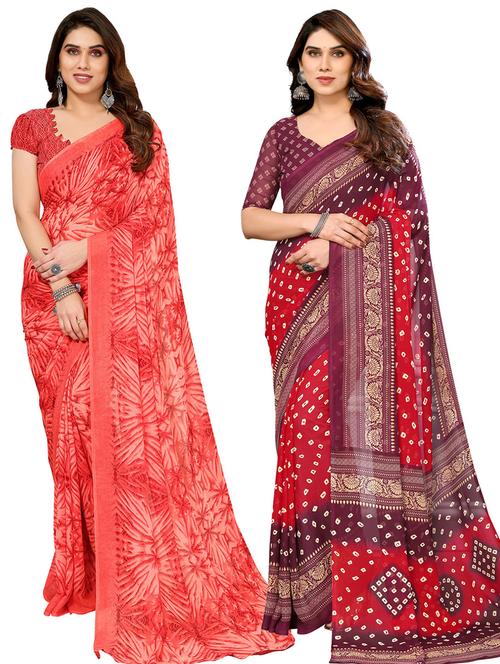 women pack of 2 casual wear combo saree with blouse - 21445985 - Very Small Image - 1