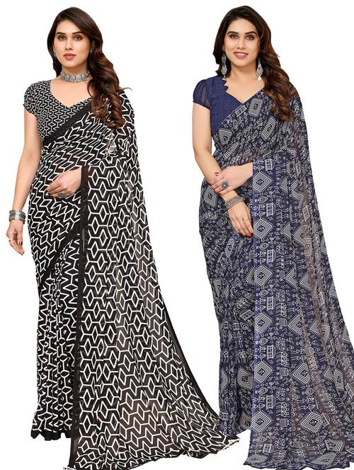women pack of 2 casual wear combo saree with blouse - 21445991 - Very Small Image - 1