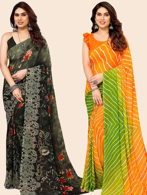 pack of 2 casual wear sarees with blouse - 21445993 - Very Small Image - 1