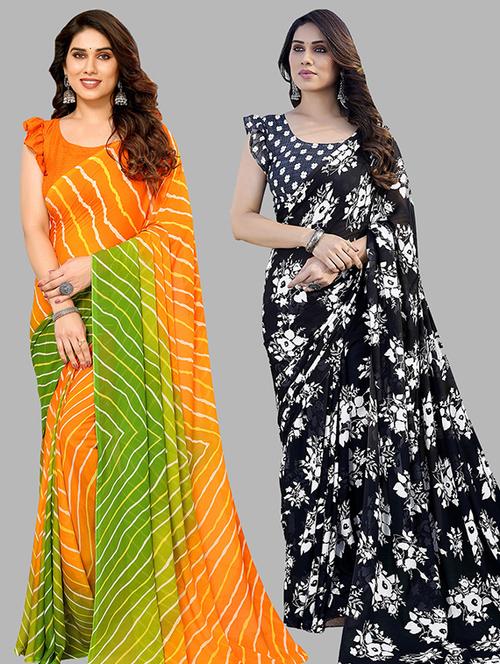 women pack of 2 casual wear combo sarees with blouse - 21445994 - Very Small Image - 1