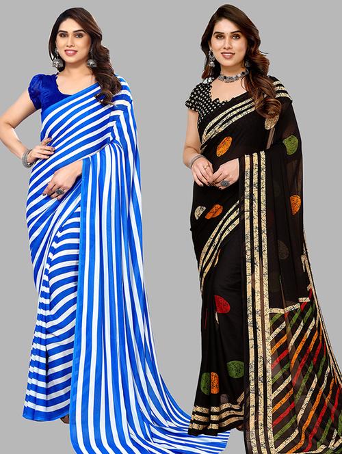 women pack of 2 casual wear combo sarees with blouse - 21446000 - Very Small Image - 1