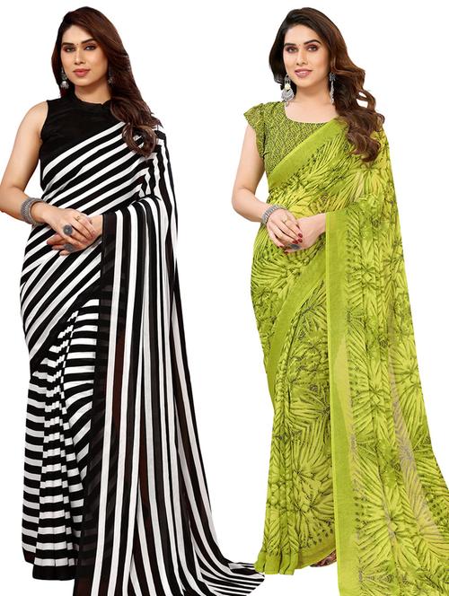 women pack of 2 casual wear combo sarees with blouse - 21446004 - Very Small Image - 1