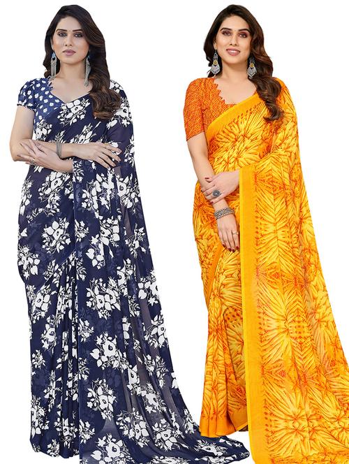 women pack of 2 casual wear combo saree with blouse - 21446006 - Very Small Image - 1
