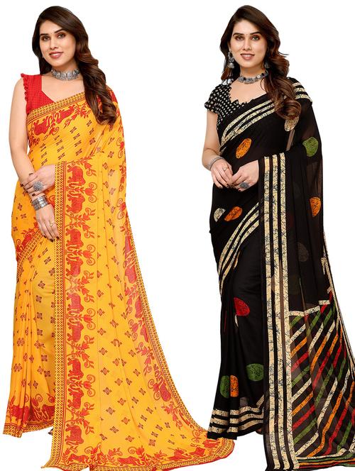 women pack of 2 casual wear combo saree with blouse - 21446008 - Very Small Image - 1