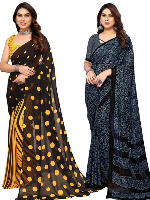 pack of 2 casual wear sarees with blouse - 21446012 - Very Small Image - 1