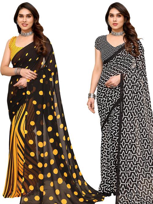 women pack of 2 casual wear combo sarees with blouse - 21446017 - Very Small Image - 1