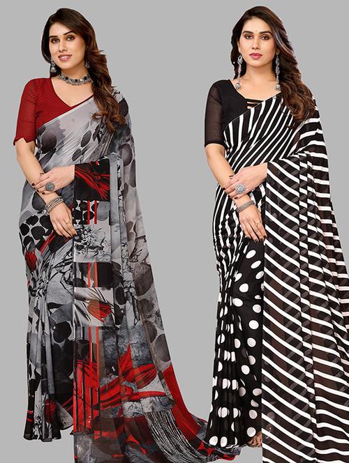 women pack of 2 casual wear combo saree with blouse - 21446031 - Very Small Image - 1