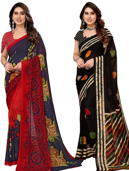 pack of 2 casual wear sarees with blouse - 21446038 - Very Small Image - 1