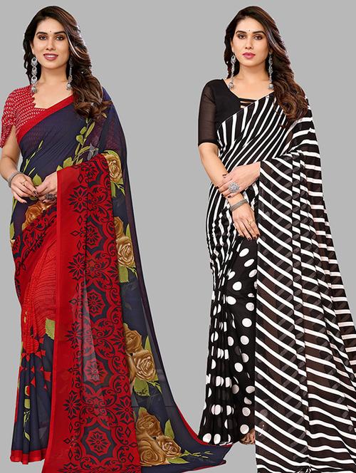 pack of 2 casual wear sarees with blouse - 21446040 - Very Small Image - 1