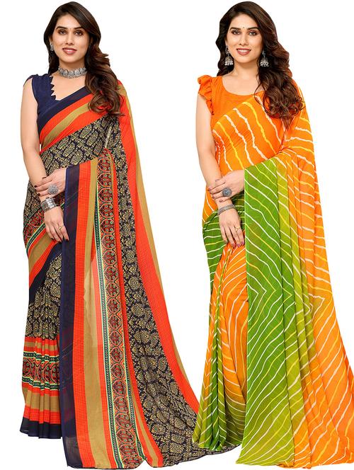 women pack of 2 casual wear combo sarees with blouse - 21446049 - Very Small Image - 1