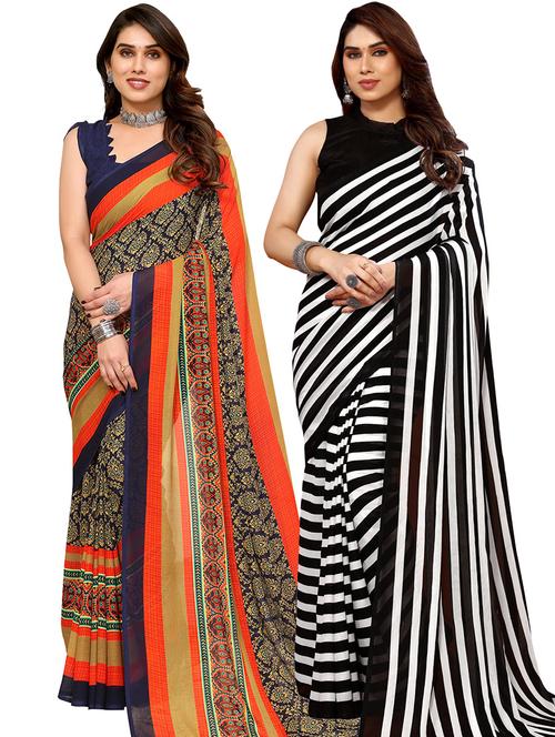 women pack of 2 casual wear combo saree with blouse - 21446050 - Very Small Image - 1