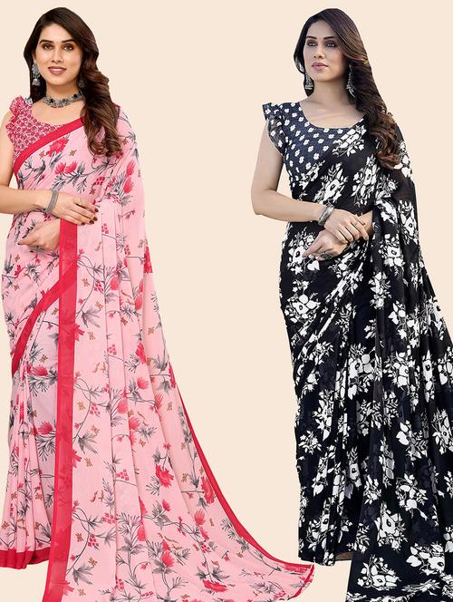 women pack of 2 casual wear combo saree with blouse - 21446054 - Very Small Image - 1