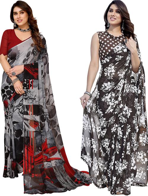 women pack of 2 casual wear combo saree with blouse - 21446056 - Very Small Image - 1
