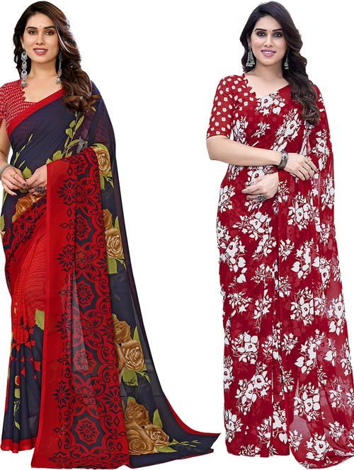 pack of 2 casual wear sarees with blouse - 21446058 - Very Small Image - 1