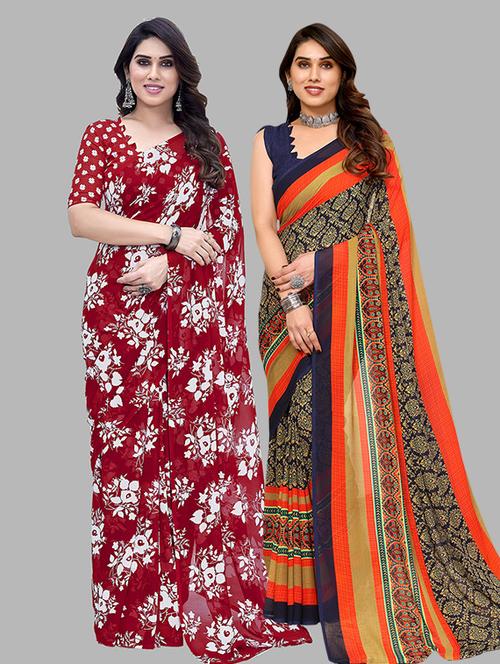 pack of 2 casual wear combo sarees with blouse - 21446090 - Very Small Image - 1