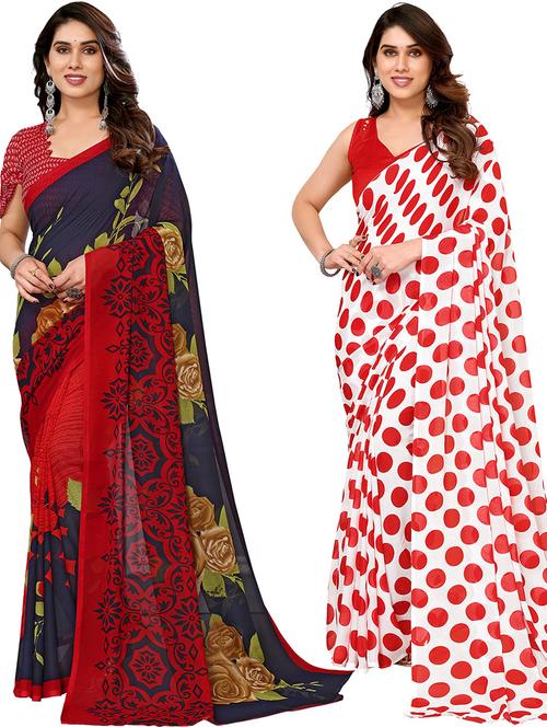 women pack of 2 casual wear combo sarees with blouse - 21446094 - Very Small Image - 1