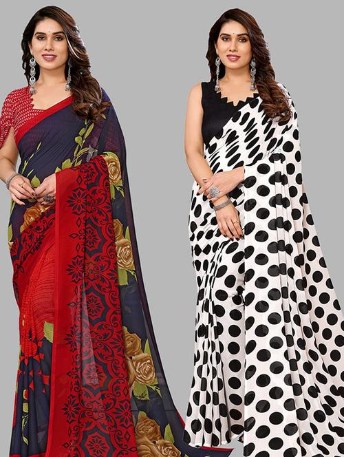 pack of 2 casual wear combo sarees with blouse - 21446098 - Very Small Image - 1