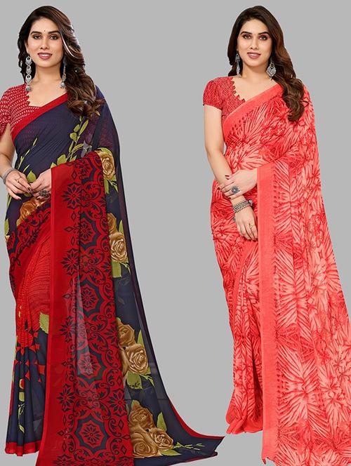 women pack of 2 casual wear combo saree with blouse - 21446100 - Very Small Image - 1