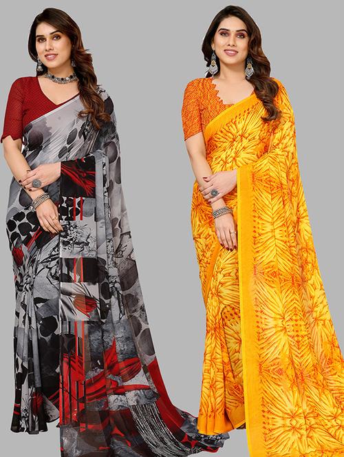 women pack of 2 casual wear combo saree with blouse - 21446102 - Very Small Image - 1