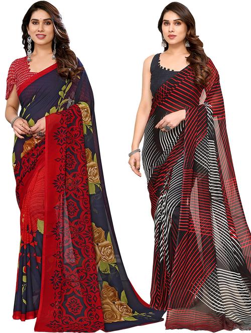 pack of 2 casual wear sarees with blouse - 21446105 - Very Small Image - 1