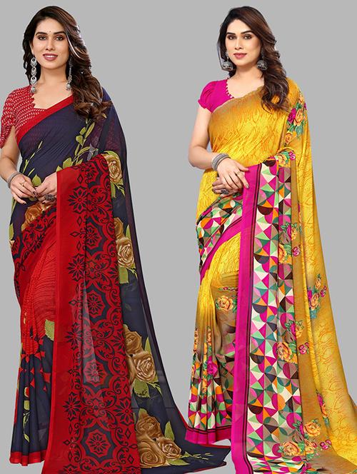 pack of 2 casual wear sarees with blouse - 21446107 - Very Small Image - 1