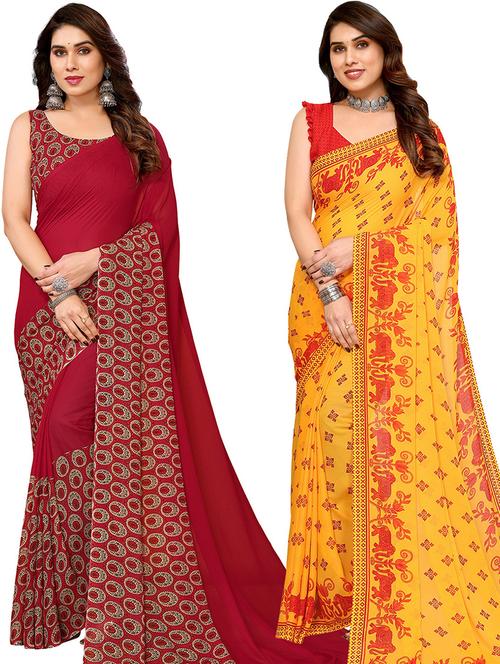 women pack of 2 casual wear combo saree with blouse - 21446108 - Very Small Image - 1