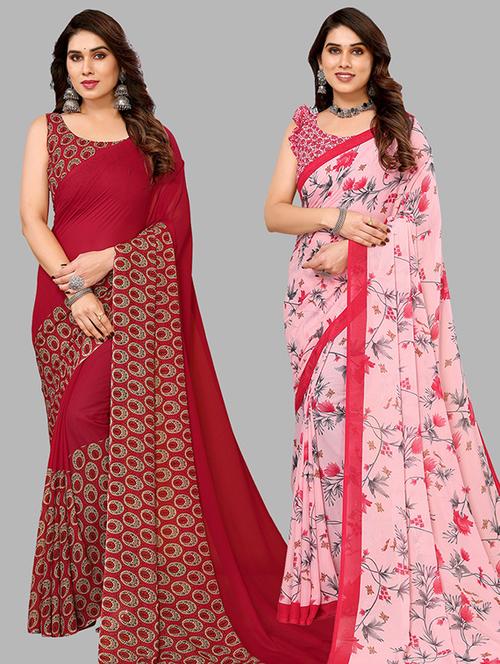 women pack of 2 casual wear combo saree with blouse - 21446110 - Very Small Image - 1