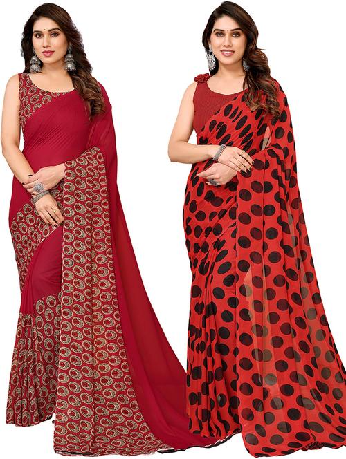 women pack of 2 casual wear combo sarees with blouse - 21446111 - Very Small Image - 1
