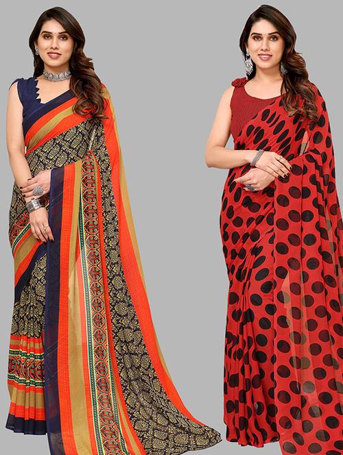 pack of 2 casual wear combo sarees with blouse - 21446116 - Very Small Image - 1