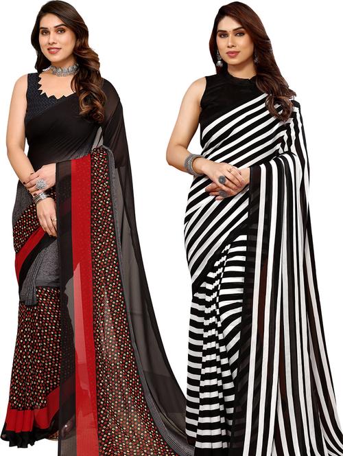 pack of 2 casual wear sarees with blouse - 21446126 - Very Small Image - 1
