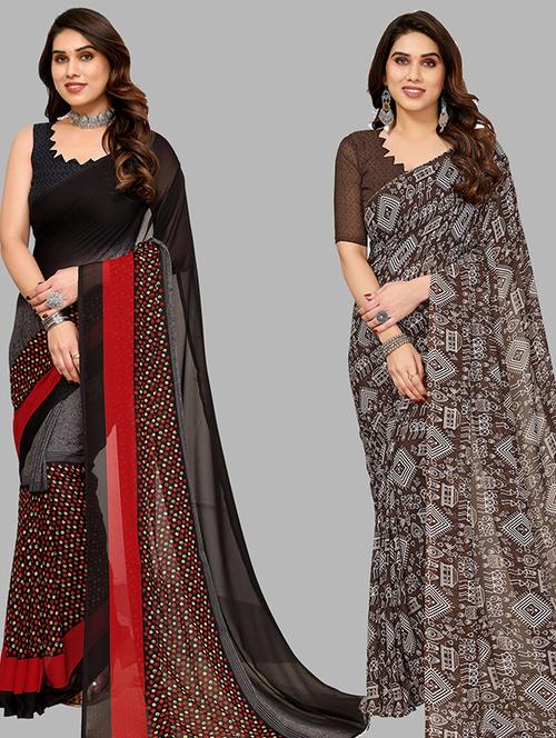 pack of 2 casual wear sarees with blouse - 21446147 - Very Small Image - 1