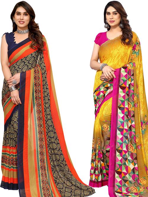 pack of 2 casual wear sarees with blouse - 21446159 - Very Small Image - 1