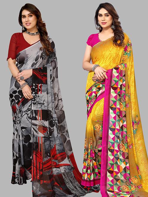 pack of 2 casual wear sarees with blouse - 21446165 - Very Small Image - 1