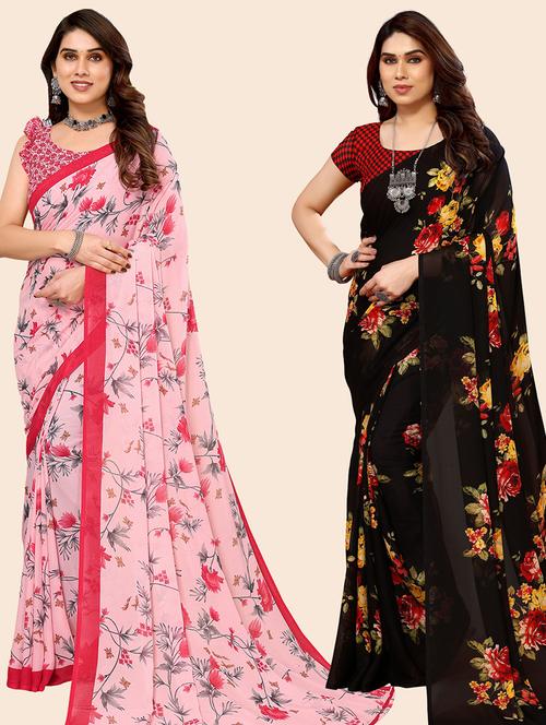 women pack of 2 casual wear combo saree with blouse - 21446168 - Very Small Image - 1