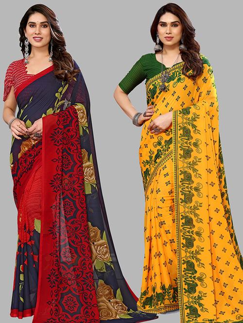 women pack of 2 casual wear combo saree with blouse - 21446170 - Very Small Image - 1