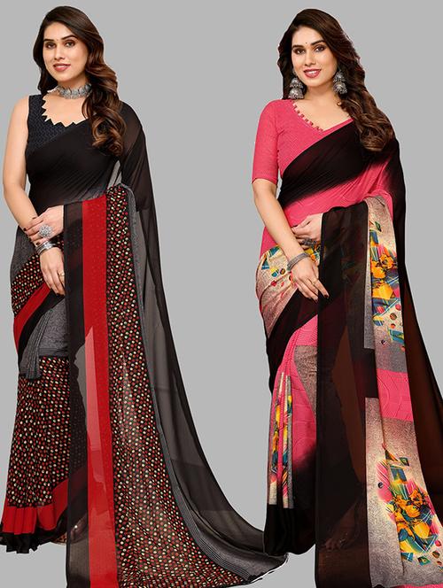 women pack of 2 casual wear combo saree with blouse - 21446173 - Very Small Image - 1