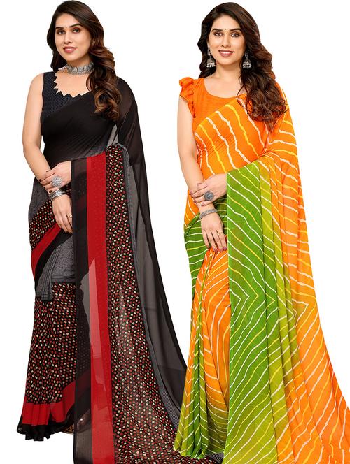 women pack of 2 casual wear combo saree with blouse - 21446174 - Very Small Image - 1
