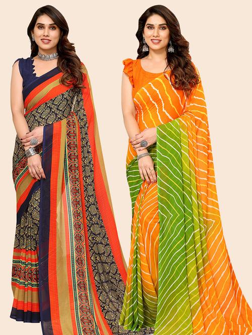 women pack of 2 casual wear combo saree with blouse - 21446175 - Very Small Image - 1