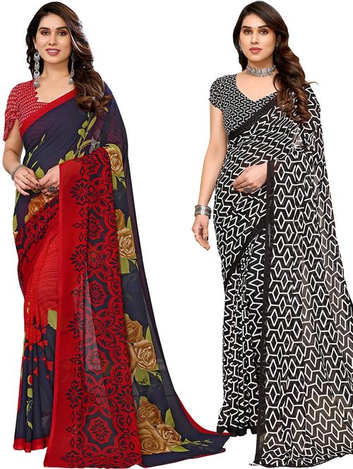 women pack of 2 casual wear combo saree with blouse - 21446192 - Very Small Image - 1