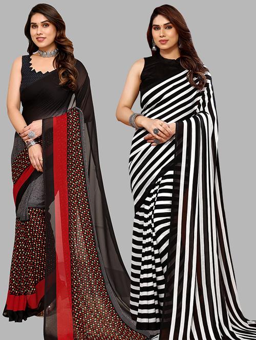 pack of 2 casual wear sarees with blouse - 21446194 - Very Small Image - 1