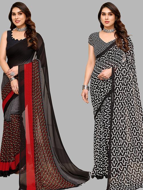 women pack of 2 casual wear combo sarees with blouse - 21446196 - Very Small Image - 1