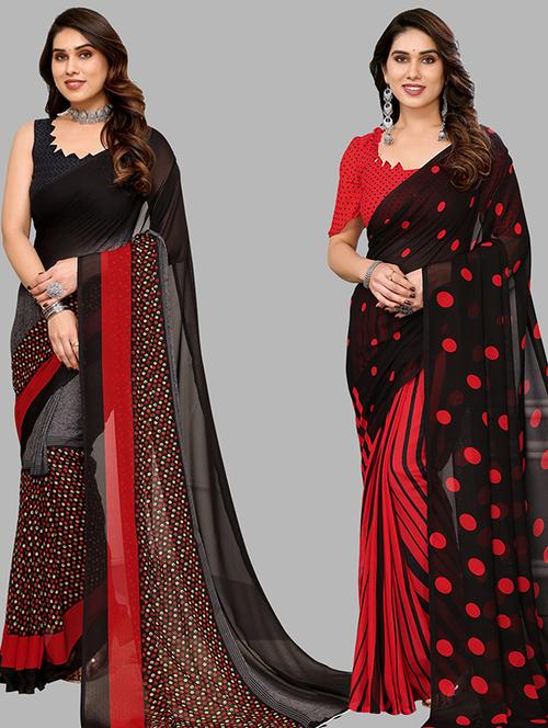 women pack of 2 casual wear combo sarees with blouse - 21446197 - Very Small Image - 1