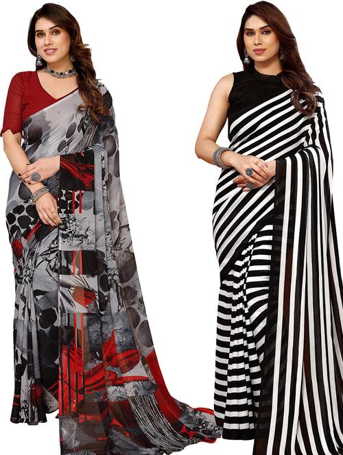 pack of 2 casual wear combo sarees with blouse - 21446202 - Very Small Image - 1
