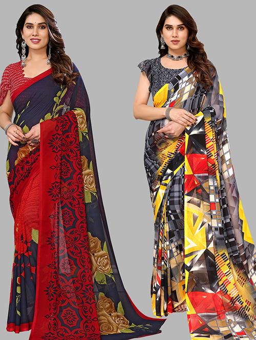 women pack of 2 casual wear combo saree with blouse - 21446205 - Very Small Image - 1