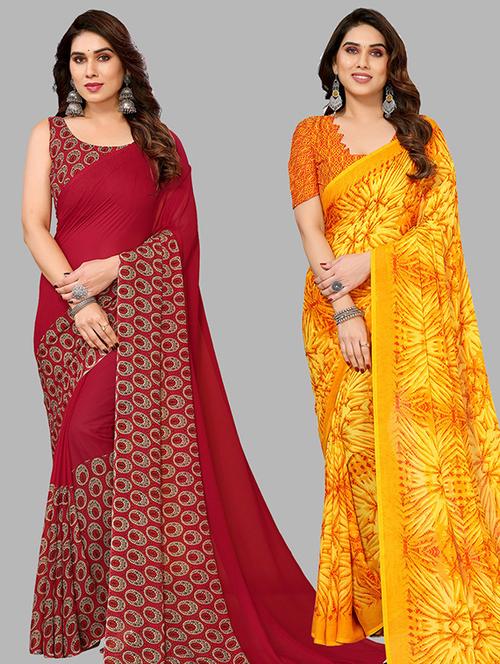 women pack of 2 casual wear combo saree with blouse - 21446207 - Very Small Image - 1