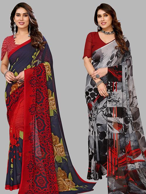 pack of 2 casual wear sarees with blouse - 21446209 - Very Small Image - 1