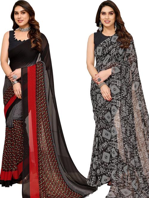 pack of 2 casual wear sarees with blouse - 21446213 - Very Small Image - 1