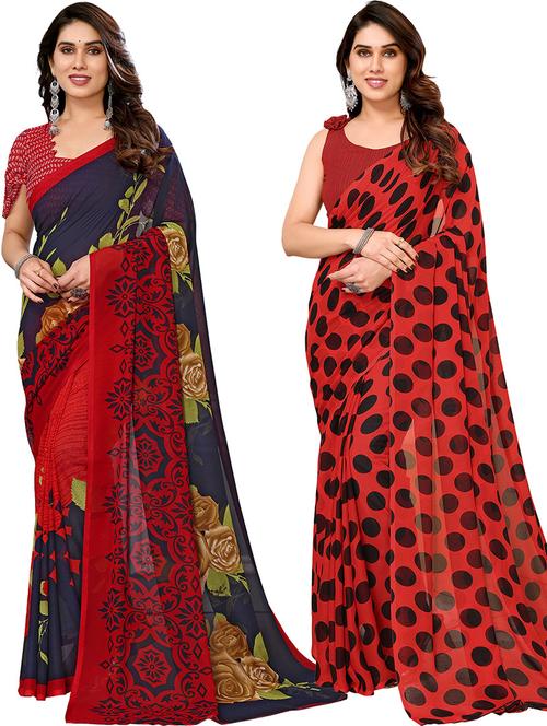 women pack of 2 casual wear combo sarees with blouse - 21446218 - Very Small Image - 1