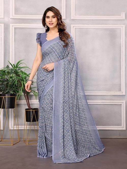women printed casual wear saree with blouse - 21446219 - Very Small Image - 1