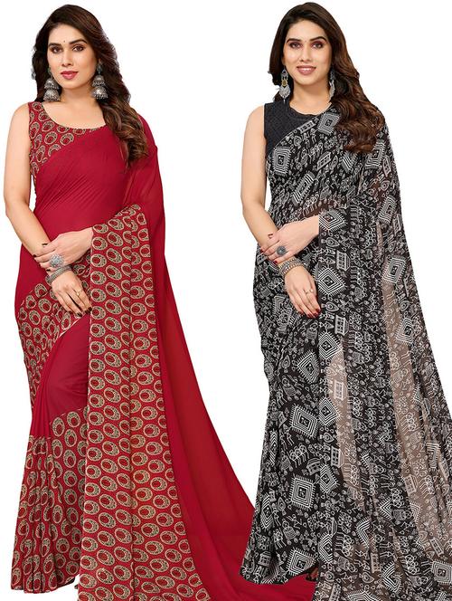 women pack of 2 casual wear combo saree with blouse - 21446220 - Very Small Image - 1